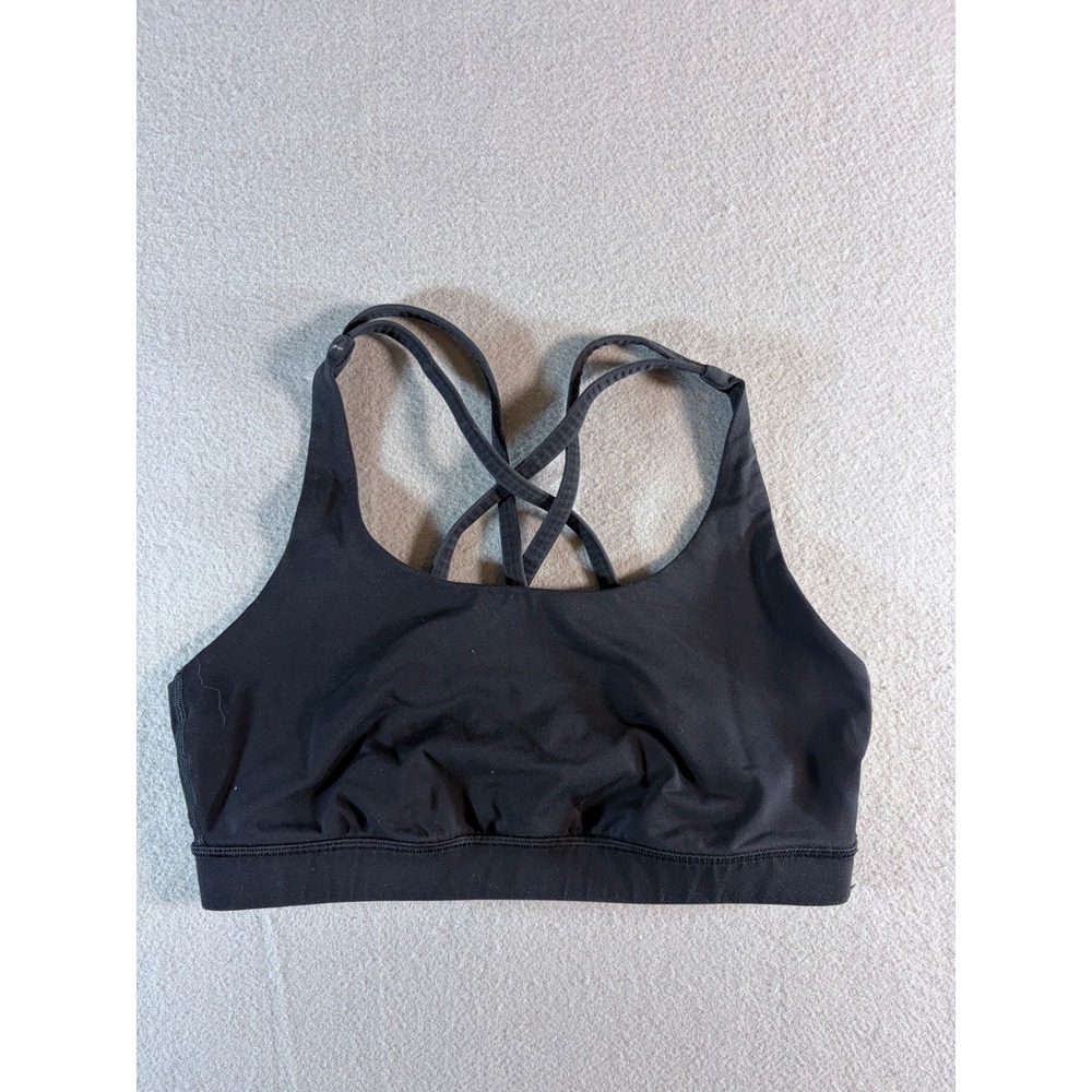 Lululemon Energy Bra Black‎ Strappy Crisscross Back Sports Bra Womens